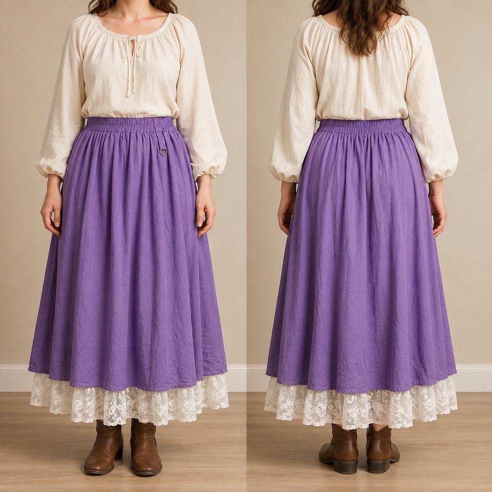 Handmade Purple Renaissance Peasant Skirt Lace Underskirt M L Costume Fairy
